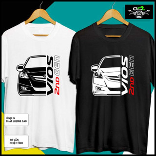 Áo thun Đen - Trắng - Toyota Vios 2nd, áo thun chất đẹp