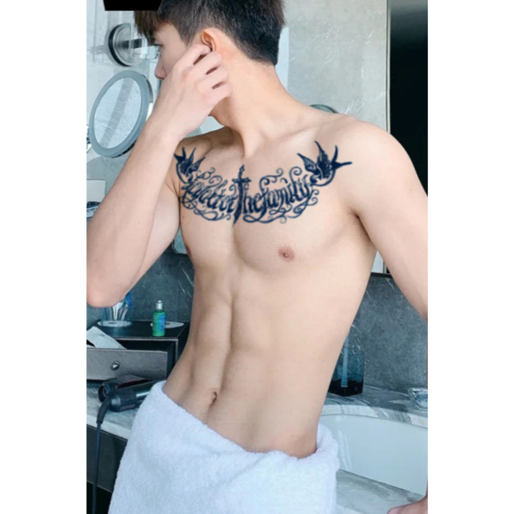 Hình xăm dán ngực cao cấp tattoo 24h size 15x28cm