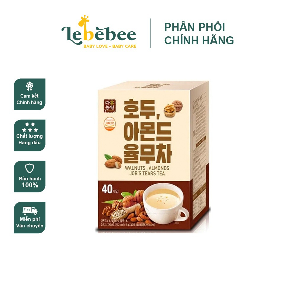 Bột ngũ cốc hạnh nhân, óc chó Hàn quốc (hộp 40 gói)