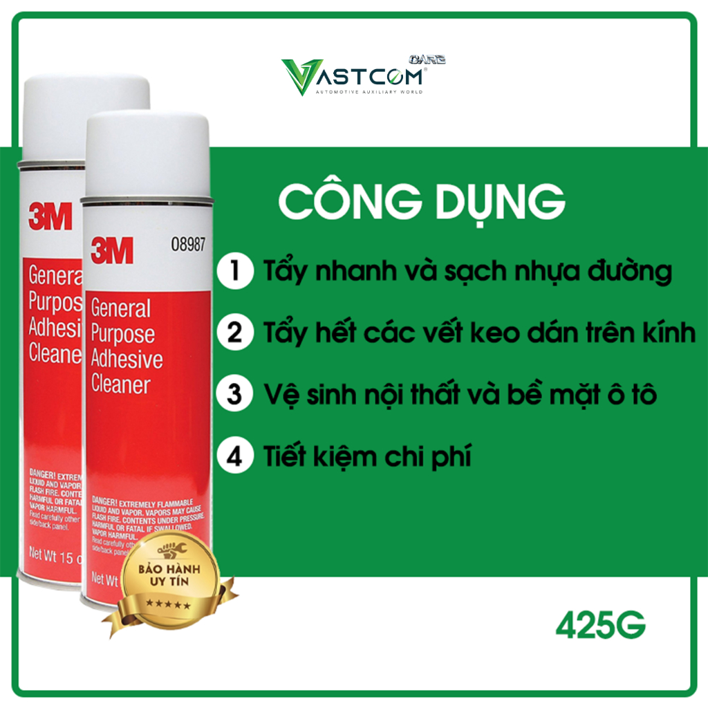 Chai xịt tẩy keo, tẩy nhựa đường ô tô - xe máy, keo băng dính, decal General Purpose Adhesive Cleaner 3M 08987
