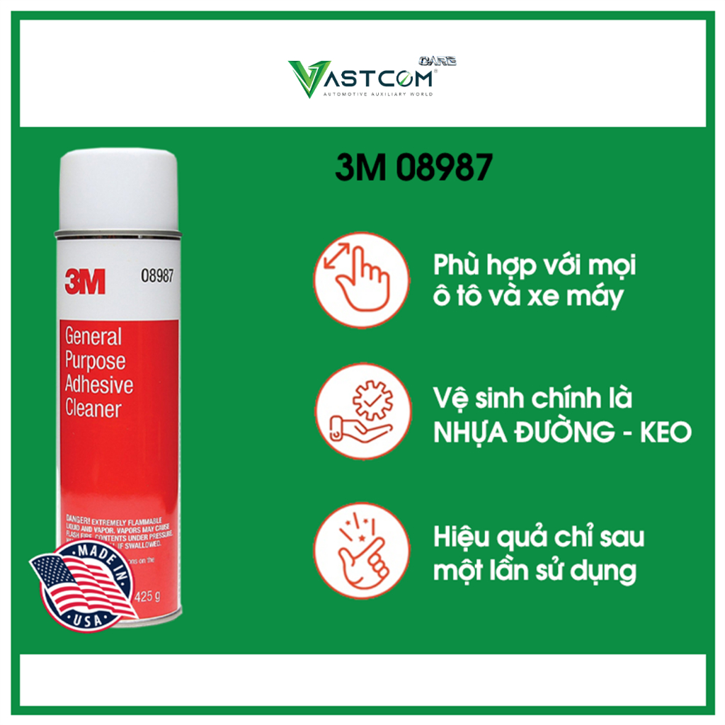Chai xịt tẩy keo, tẩy nhựa đường ô tô - xe máy, keo băng dính, decal General Purpose Adhesive Cleaner 3M 08987