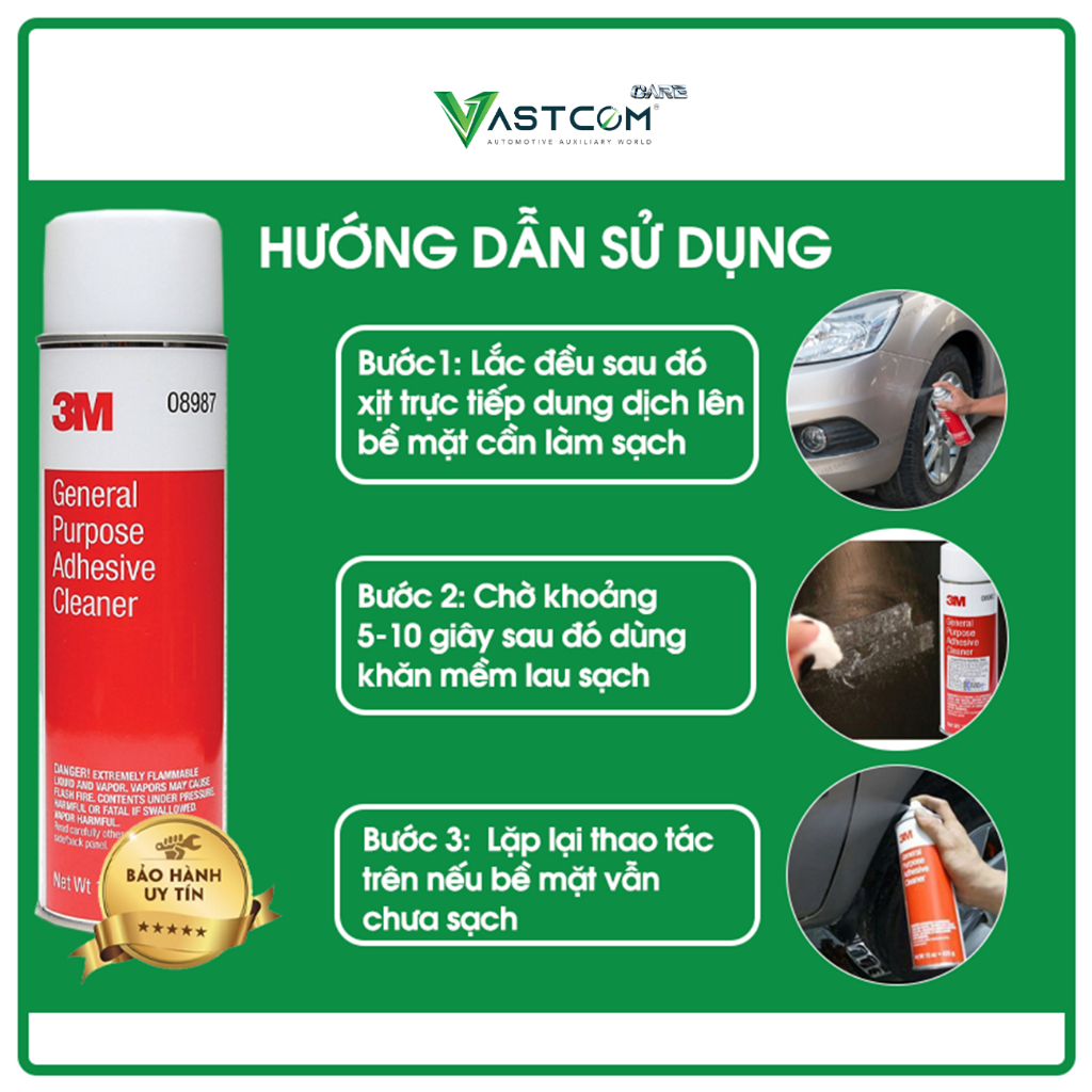 Chai xịt tẩy keo, tẩy nhựa đường ô tô - xe máy, keo băng dính, decal General Purpose Adhesive Cleaner 3M 08987
