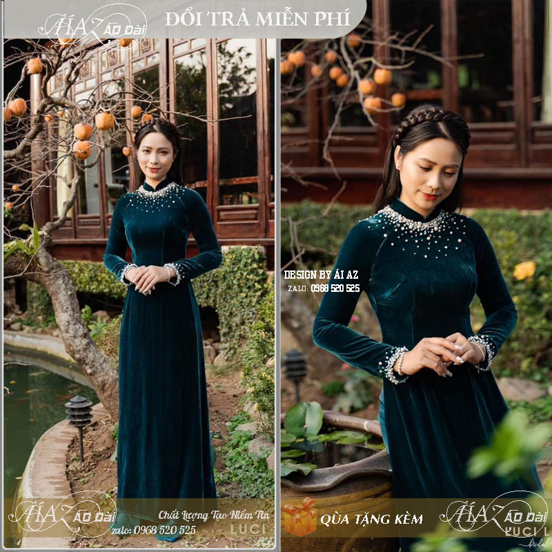 Bigsize Áo Dài Trung Niên Bà Sui Mẹ Cô Dâu Đính Hạt LC07X