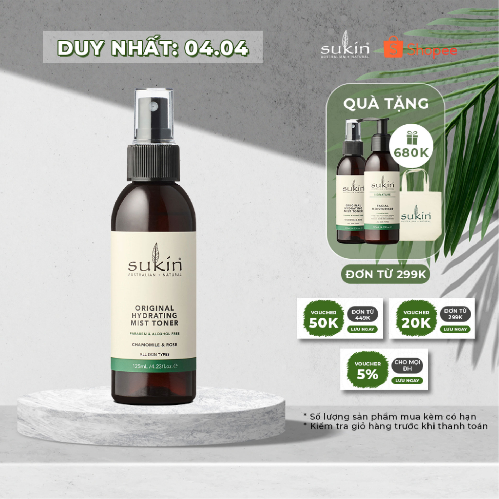 Nước Cân Bằng Dạng Phun Sương Sukin Original Hydrating Mist Toner 125ml
