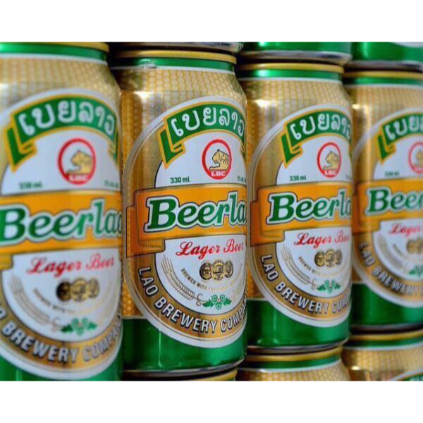 Bia vàng Lào Premium Lager Lon 330ml