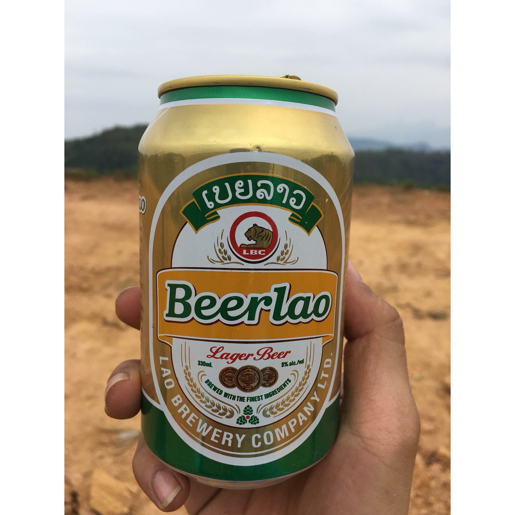 Bia vàng Lào Premium Lager Lon 330ml