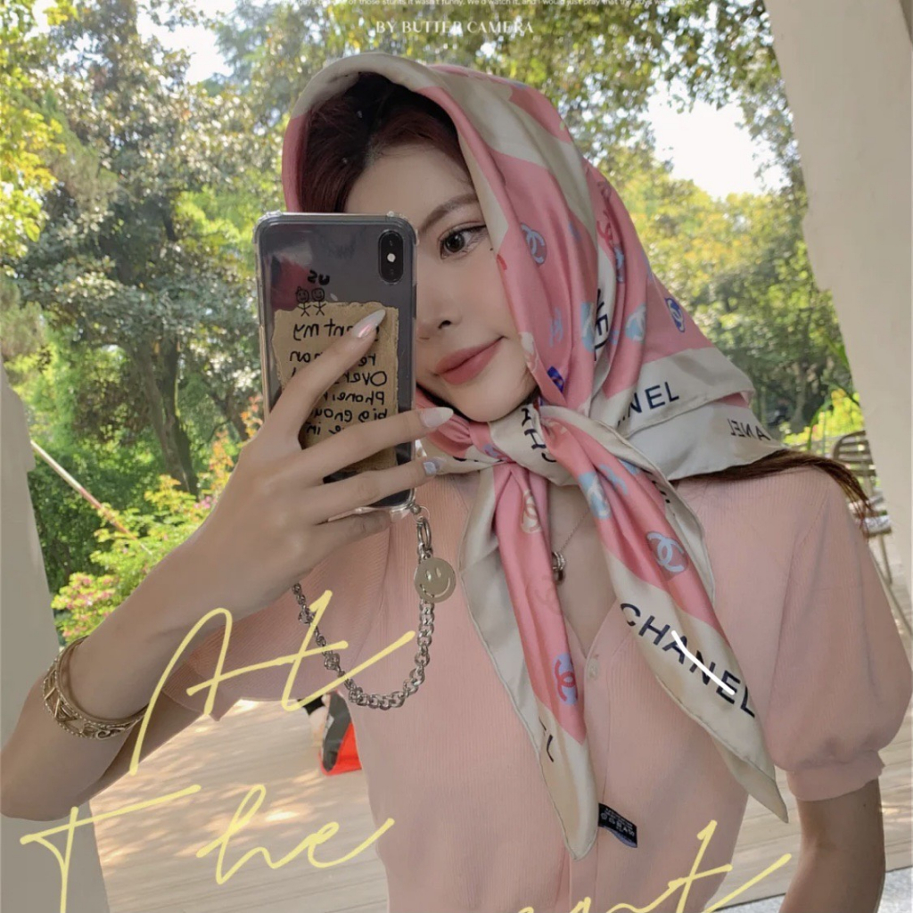 Khăn lụa quàng cổ tone màu pastel mẫu mới hottrend sz 90x90cm