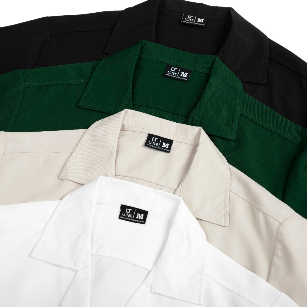 Áo Sơ Mi Cổ Vest Unisex Oversize U.TEE BRAND Basic Cuban Shirt Form Rộng Tay Lỡ