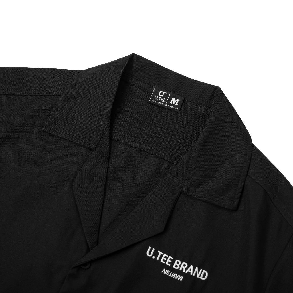 Áo Sơ Mi Cổ Vest Unisex Oversize U.TEE BRAND Basic Cuban Shirt Form Rộng Tay Lỡ