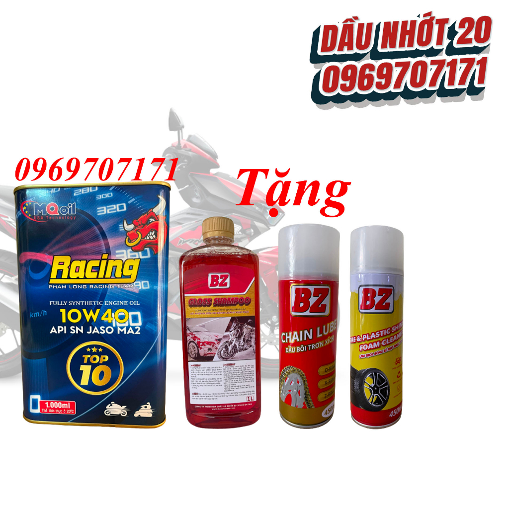 Nhớt Phạm Long Racing Chính hãng tặng kèm BZ Rửa Xe hoặc BZ Dưỡng sên, BZ phục hồi nhựa nhám
