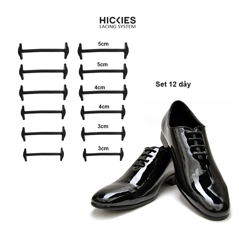 Set 12 Dây Giày Cao Su Cho Giày Da, giày tây, công sở nam nữ Goodbye tie - hickies lacing system