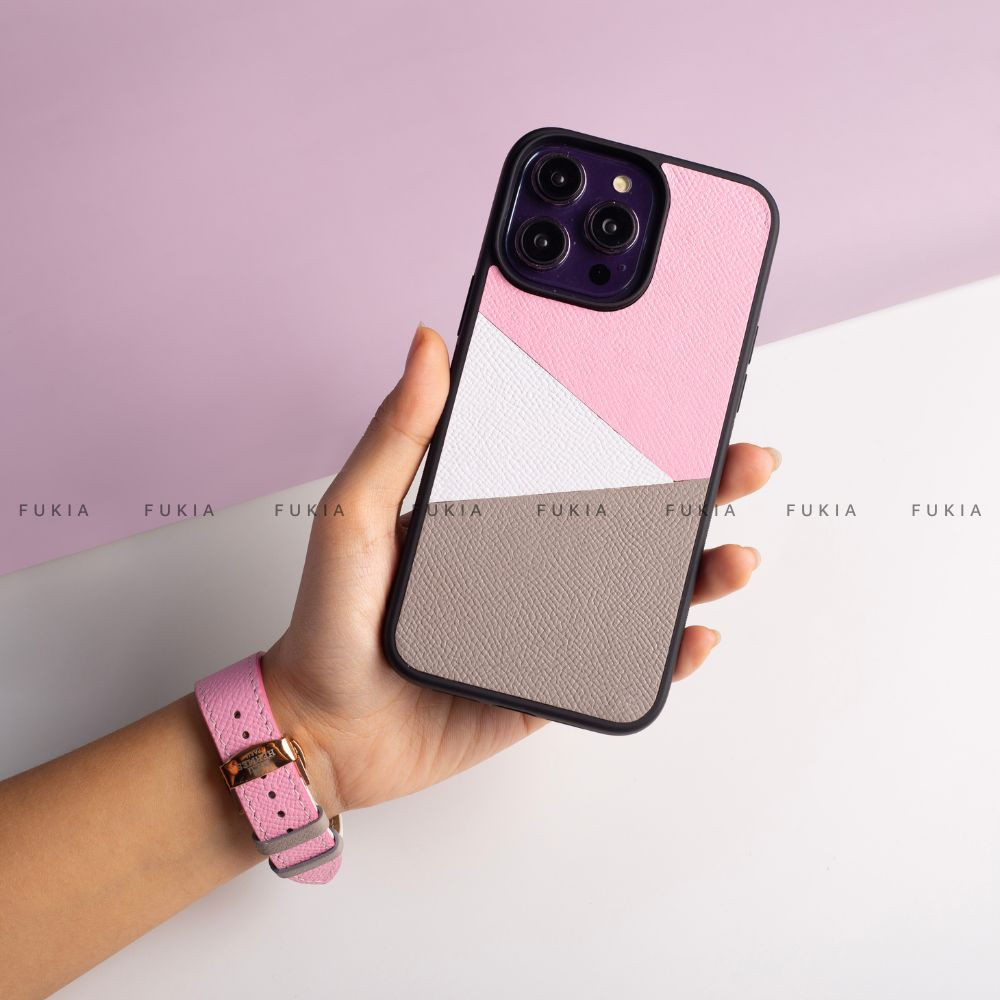 Ốp da thủ công viền đen Epsom Mix Màu 7-10 cho IPhone 14/14Pro/14Promax/13/13Pro/13Promax/12/12Pro/12Promax ODTC140