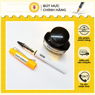 Combo Bút Máy Sao Kim S108 Ngòi Kim Tinh Êm Trơn,Mực Queen 30ml,Penpro
