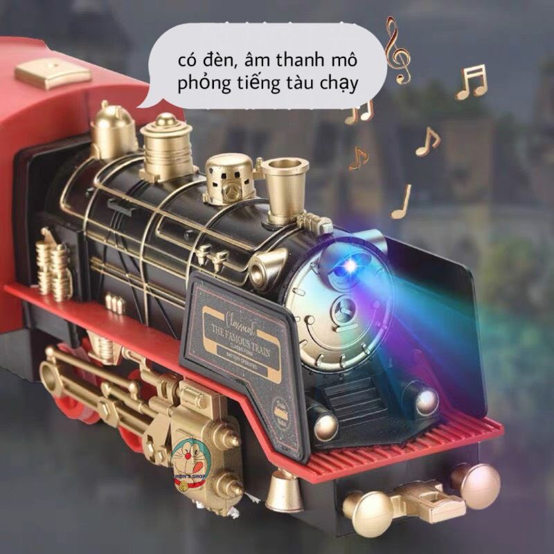 Đồ chơi Tàu Hỏa phát nhạc, phun hơi nước. Bộ lắp ráp đường ray xe lửa