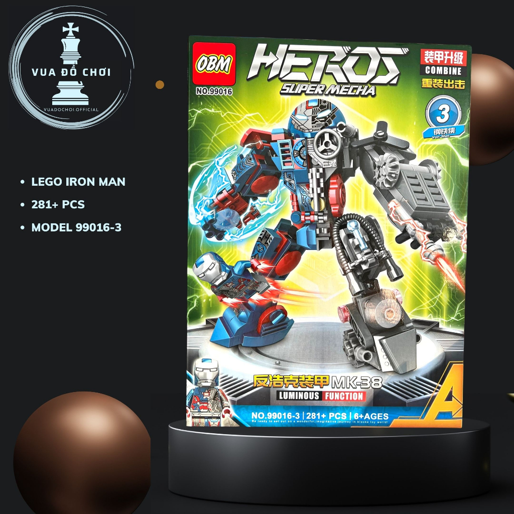 Đồ chơi lắp ráp Siêu anh hùng Marvel 280 PCS. Mô hình Thanos, xếp hình Người sắt Iron man, Người khổng lồ xanh HULK