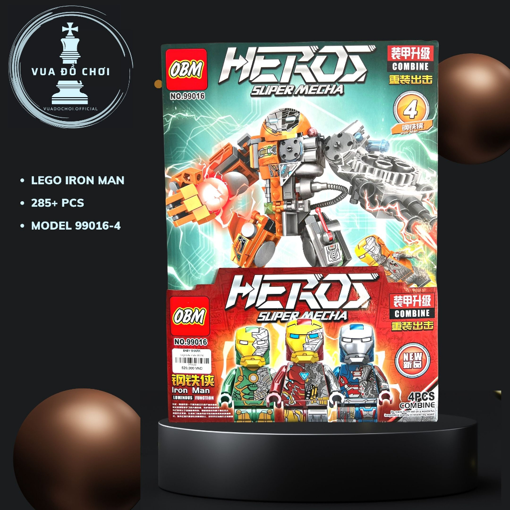 Đồ chơi lắp ráp Siêu anh hùng Marvel 280 PCS. Mô hình Thanos, xếp hình Người sắt Iron man, Người khổng lồ xanh HULK