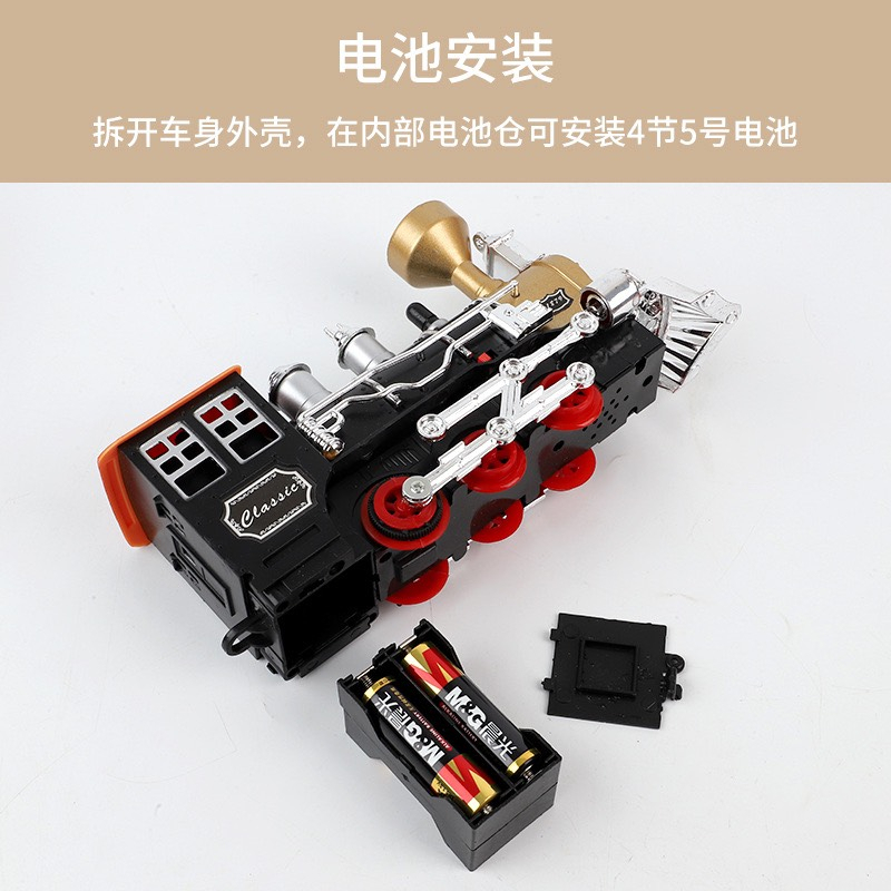 Đồ chơi Tàu Hỏa phát nhạc, phun hơi nước. Bộ lắp ráp đường ray xe lửa