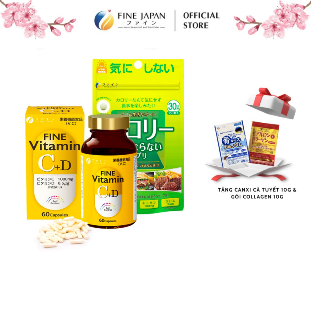 Combo Viên Uống chống hấp thụ Calories Cao Cấp Fine Japan bổ sung vitamin ngăn ngừa suy nhược cơ