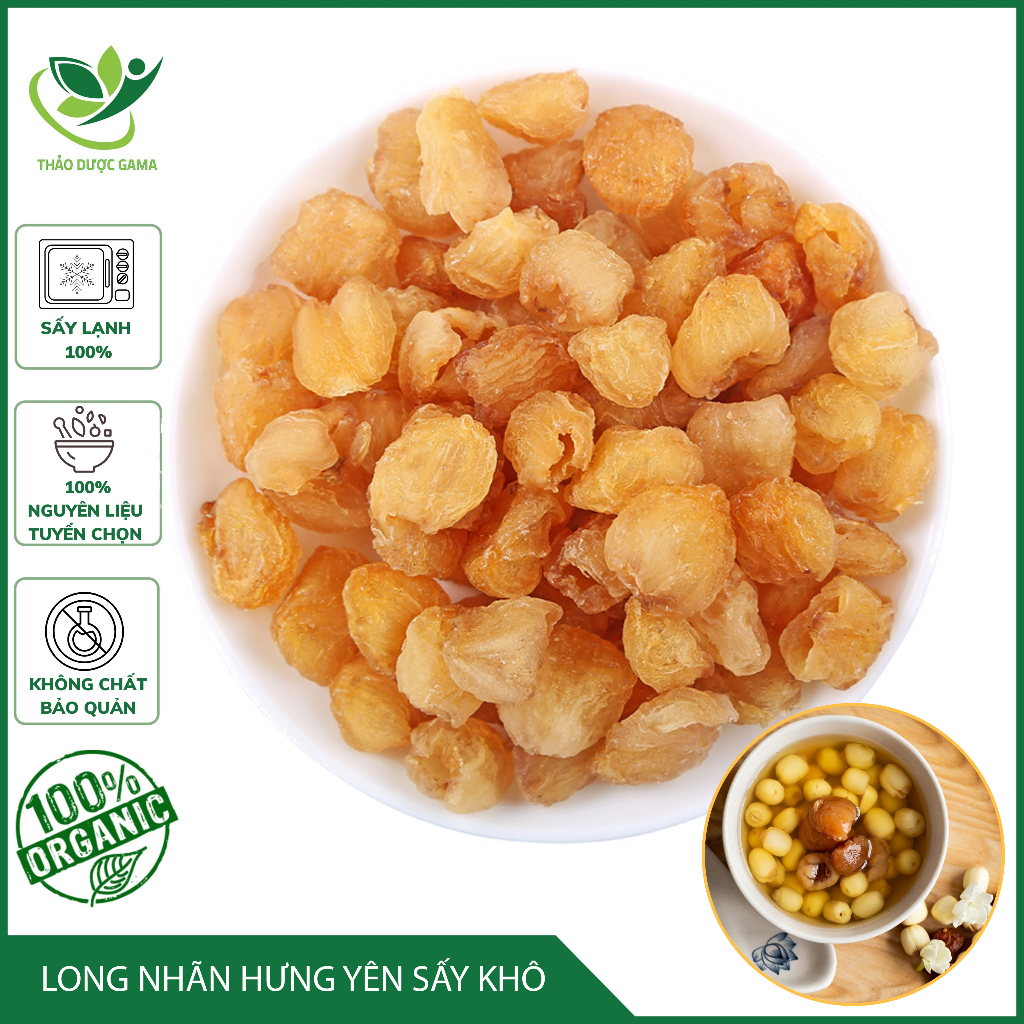 Long Nhãn Hưng Yên Sấy Khô Vàng Đẹp Giúp Ngủ Ngon, Bổ sung Vitamin , Gói 200gr Thảo Mộc Gama