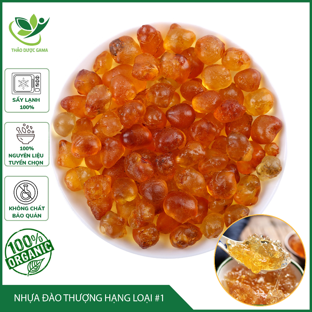 Nhựa Đào Mủ Đào Thượng Hạng Lệ Đào Chất Lượng Giải Nhiệt và Làm Đẹp Da Gói 200gr Thảo Mộc Gama