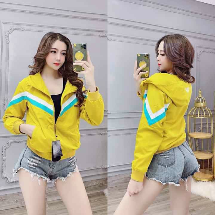 [4.4 Sales Freeship] Áo khoác dù chống nắng 2 lớp trơn màu phối viền tay dài có nón mặc đi chơi,đi làm thoải mái mtb