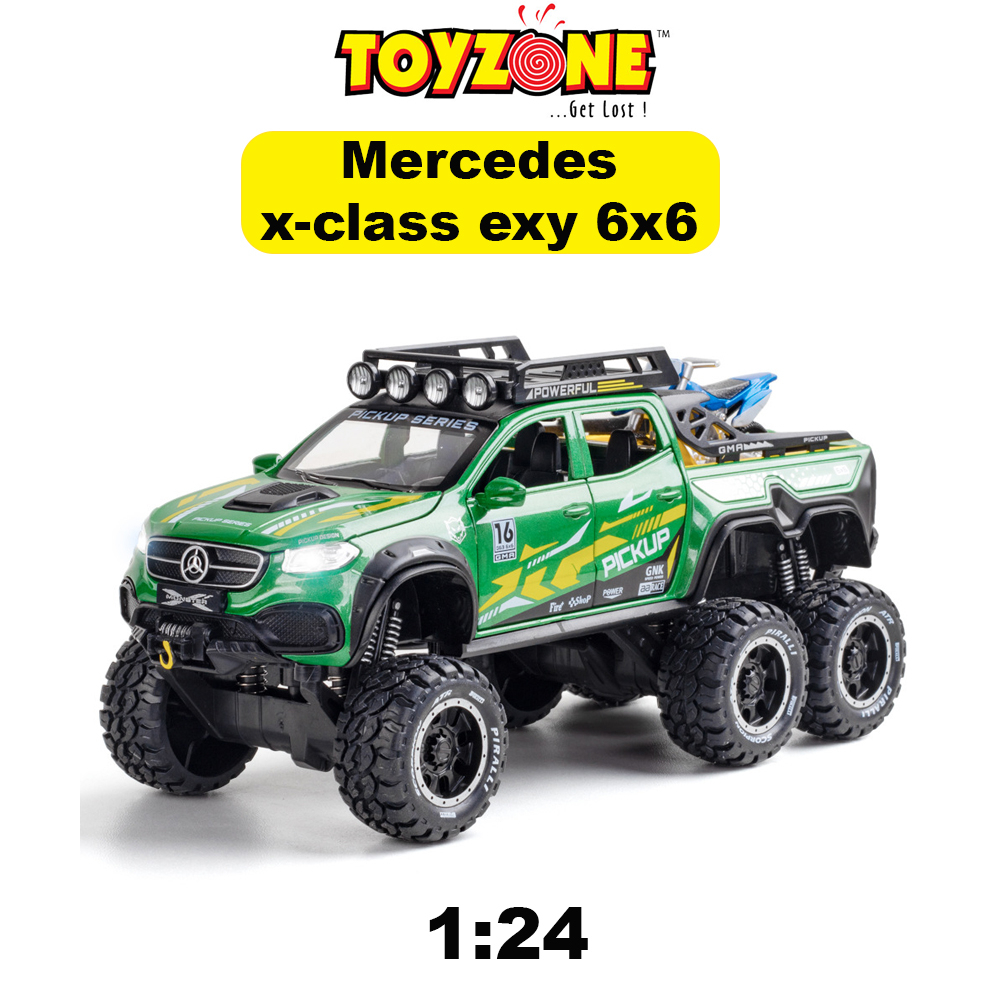 Xe mô hình Mercedes x-class exy 6x6 độ mẹc 6 bánh khung hợp kim có đèn và âm thanh