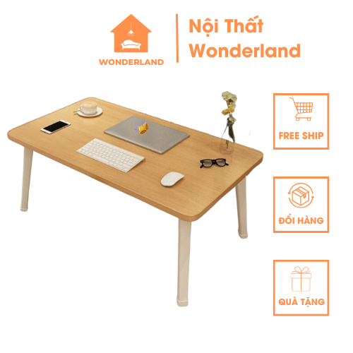 Bàn học, làm việc gấp gọn ngồi bệt dành cho học sinh sinh viên mặt gỗ chân nhựa - Nội thất chính hãng Wonderland - NT02