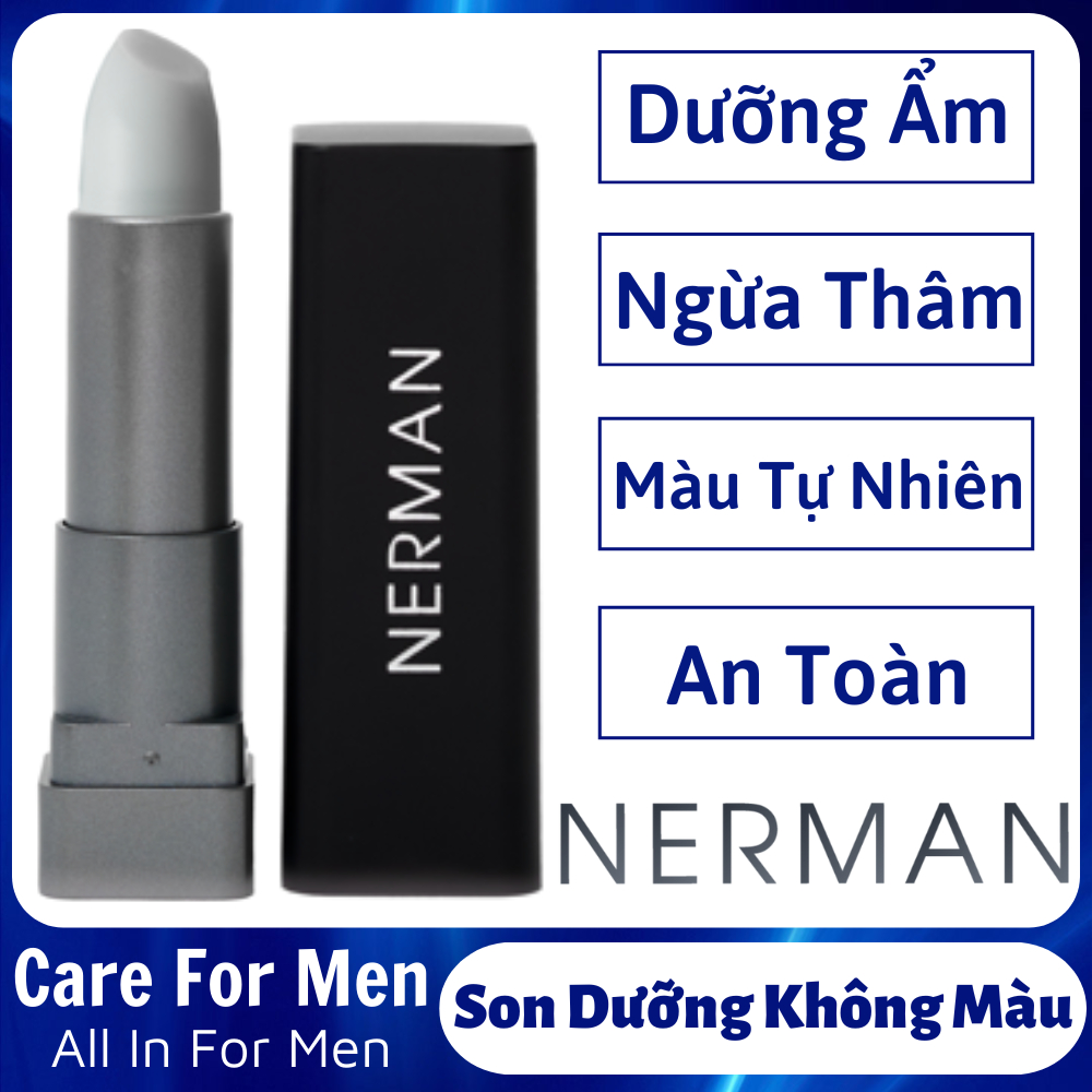 Son Dưỡng Môi Nam Nerman Black 2 In 1 4G Son Dưỡng Ẩm Màu Sắc Tự Nhiên Ngừa Thâm Môi Cải Thiện Tình Trạng Khô Nứt Nẻ Môi