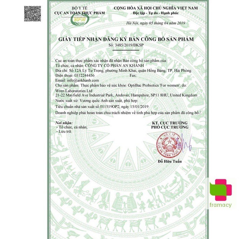 Men Vi Sinh Optibac Probiotics For Women Hộp 30 Viên