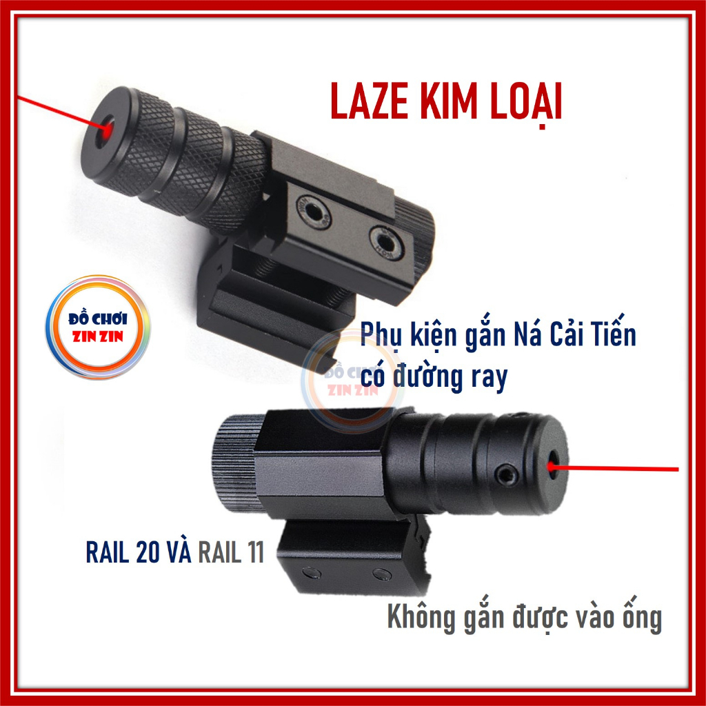 Đèn Laze Kim Loại Tia Đỏ - Phụ Kiện Gắn Ná CẢl TlẾN Có ĐườngRay, NNerff...