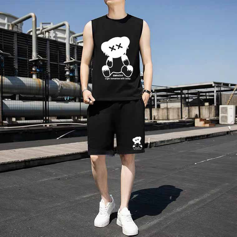 HÓT  Đồ bộ nam nữ tập gym, set quần áo thể thao mặc nhà Unisex 3 lỗ phong cách in chữ đủ màu trắng , cam , xanh H01