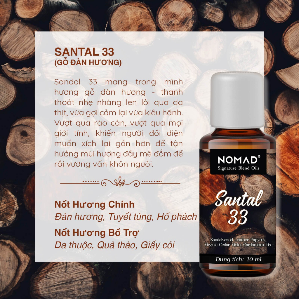 Tinh Dầu Dòng Gỗ Nomad Essential Oil xông thơm phòng, thanh lọc không khí, làm nến thơm 10ml