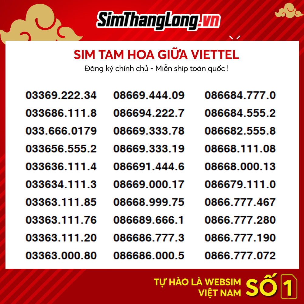 Sim Viettel Giá Rẻ, Sim Tam Hoa Giữa List 2, Đăng Ký Chính Chủ