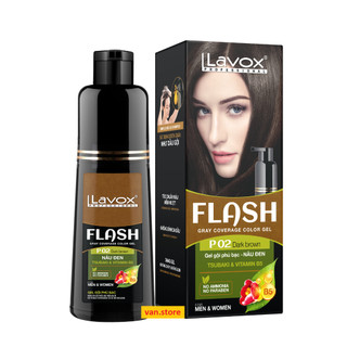 Dầu gội thảo dược nhuộm tóc đen/ nâu phủ bạc 100% siêu dưỡng lavox - lavox flash