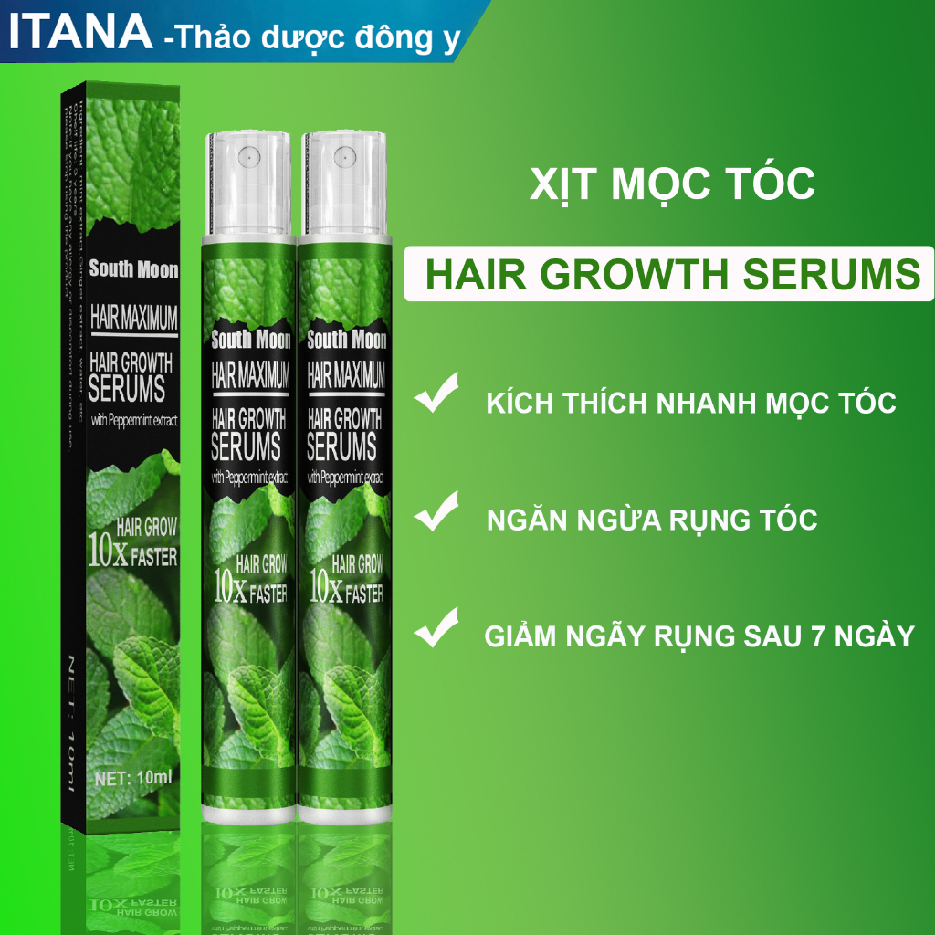 Xịt Mọc Tóc Tinh Chất Bạc Hà X10 Hair Growth Serums Dưỡng Tóc Chắc Khoẻ, Kích Mọc Tóc, Dài Tóc, Giảm Gãy Rụng