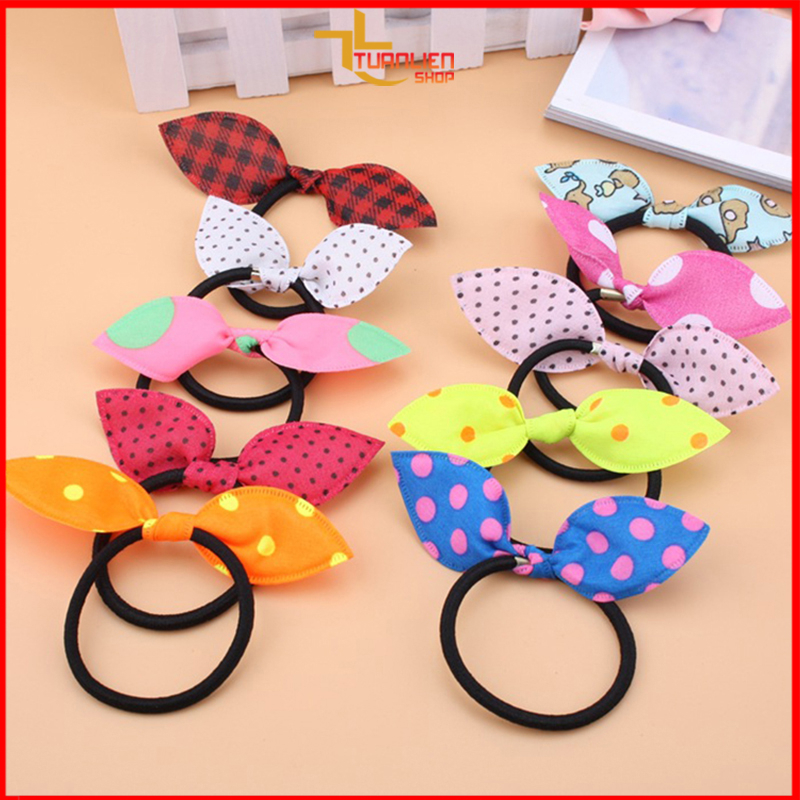 [Combo 30 cái] Thun cột tóc thời trang hình tai thỏ giá rẻ - giao ngẫu nhiên nhiều màu