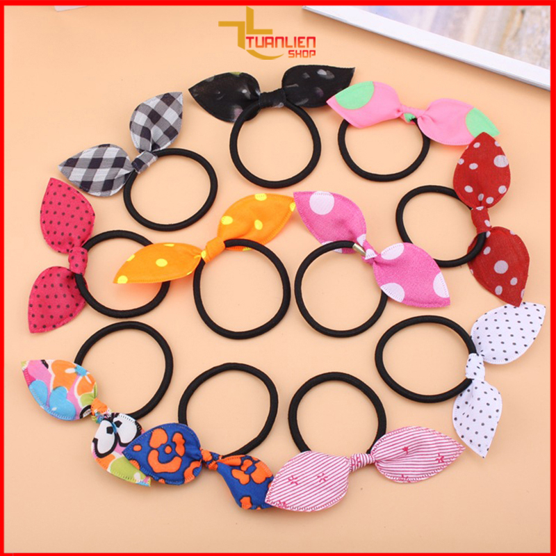 [Combo 30 cái] Thun cột tóc thời trang hình tai thỏ giá rẻ - giao ngẫu nhiên nhiều màu