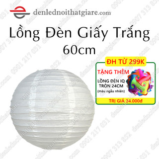 60cm màu trắng lồng đèn giấy 60cm trắng tinh trang trí đám cưới, nhà hàng, quán ăn cafe