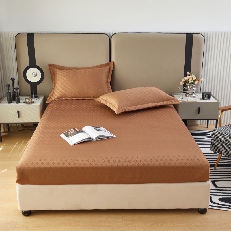 SÉT GA GỐI PHI LỤA VÂN CHÌM 3 MÓN(gồm 1 ga 2 vỏ gối)