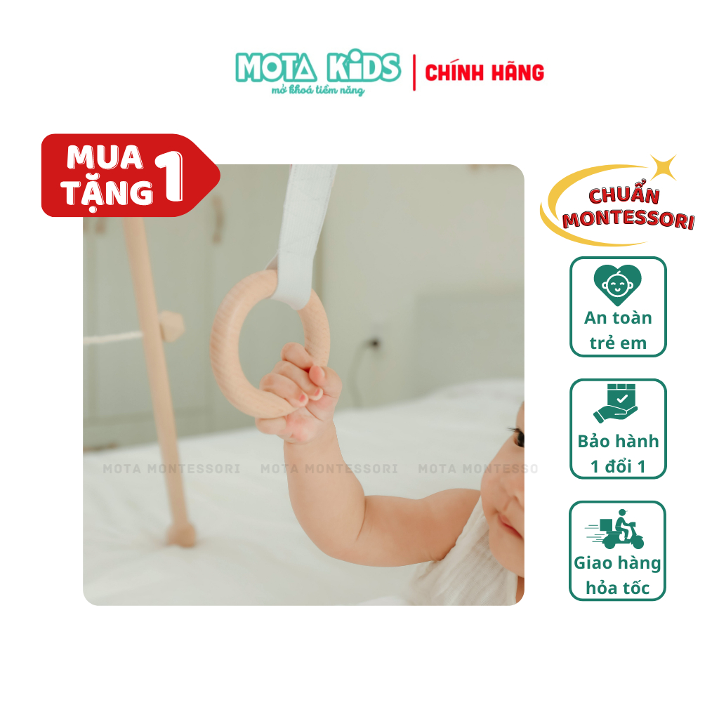 Đồ chơi montessori, đồ chơi cho bé sơ sinh - vòng tập cơ tay cho bé 3-6 tháng tuổi