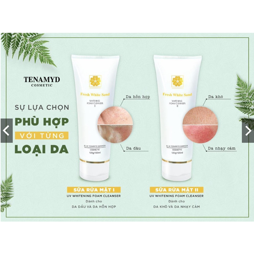 Sữa rửa mặt Tenamyd Fresh White Sand UV Whitening Foam Cleanser II 120g trắng da- Hàng chính hãng - Lady & Men Viet Nam