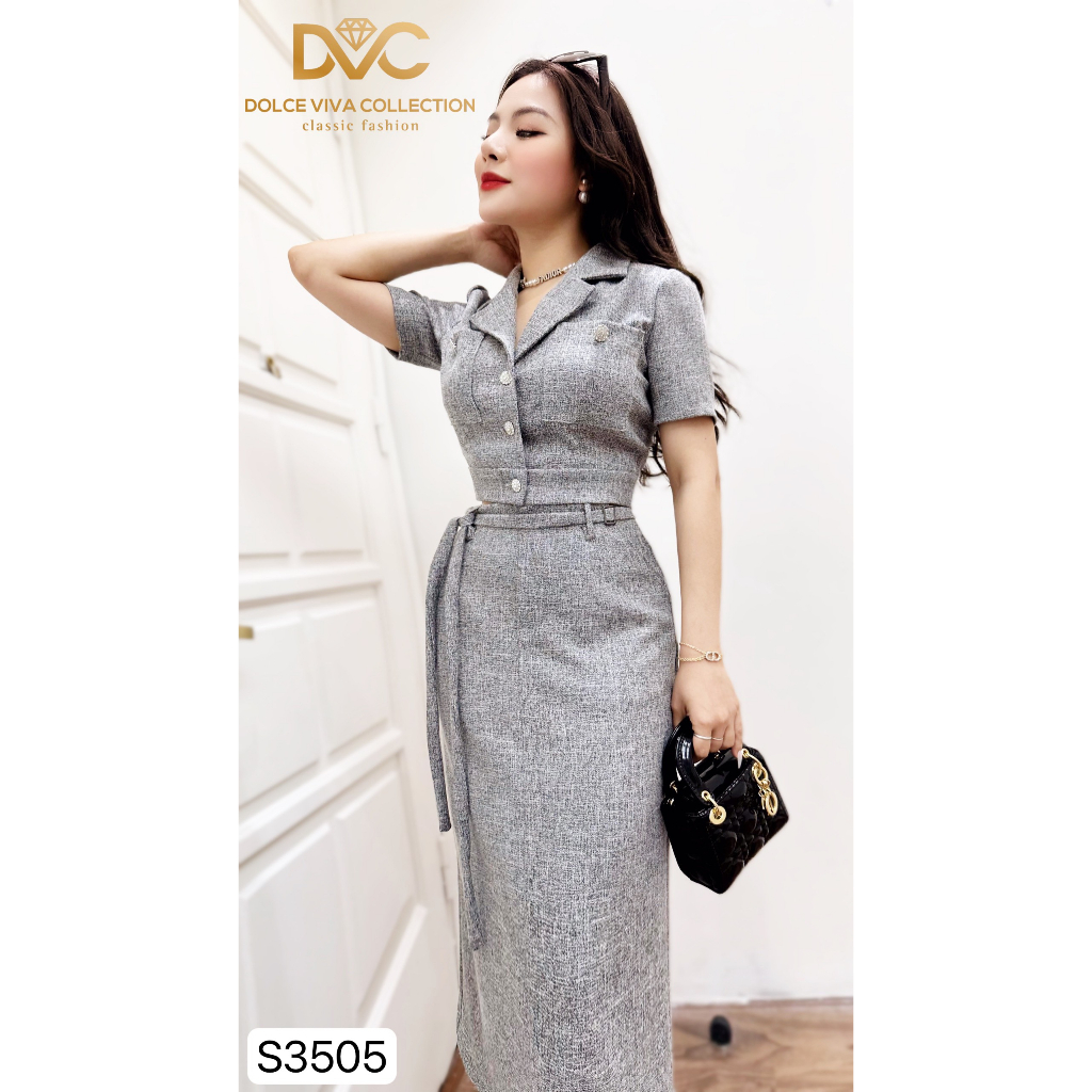 Set áo crotop kèm chân váy đi làm đi chơi S3505 - DVC