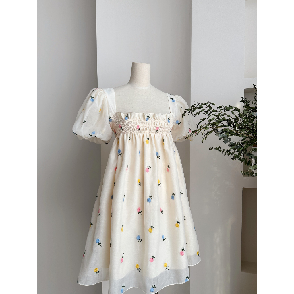 Đầm tay phồng Babydoll hoa COCOBEBE (M3873)