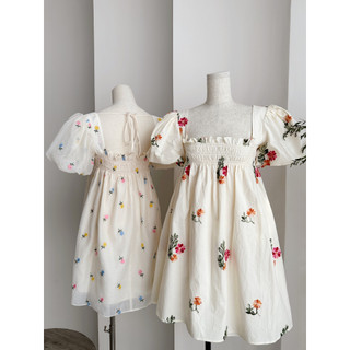 Đầm tay phồng Babydoll hoa COCOBEBE (M3873)