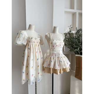 Đầm tay phồng Babydoll hoa COCOBEBE (M3873)