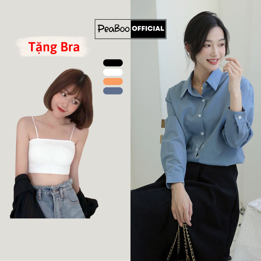 Áo Sơ Mi Nam Nữ Dài tay PEABOO Mã SM Trơn Basic Gam Màu Pastel Chất lụa mịn cao cấp form rộng suông phong cách Hàn Quốc