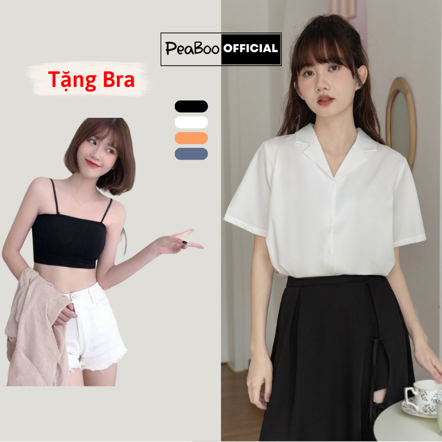 Áo Sơ Mi Nam Nữ Ngắn Tay tay PEABOO Mã SM Trơn Basic Gam Màu Pastel Chất lụa mịn cao cấp form rộng phong cách Hàn Quốc