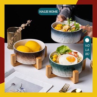 Bát sứ tròn kèm giá đỡ đựng hoa quả bát ăn mỳ bát trộn salat xinh đẹp 860ml