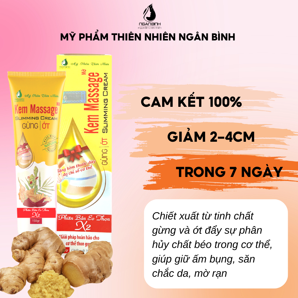 Kem Tan Mỡ Ngân Bình 150gr Chiết Xuất Gừng Ớt Giảm Mỡ Bụng Sau Sinh,Mỡ Đùi và Bắp Tay