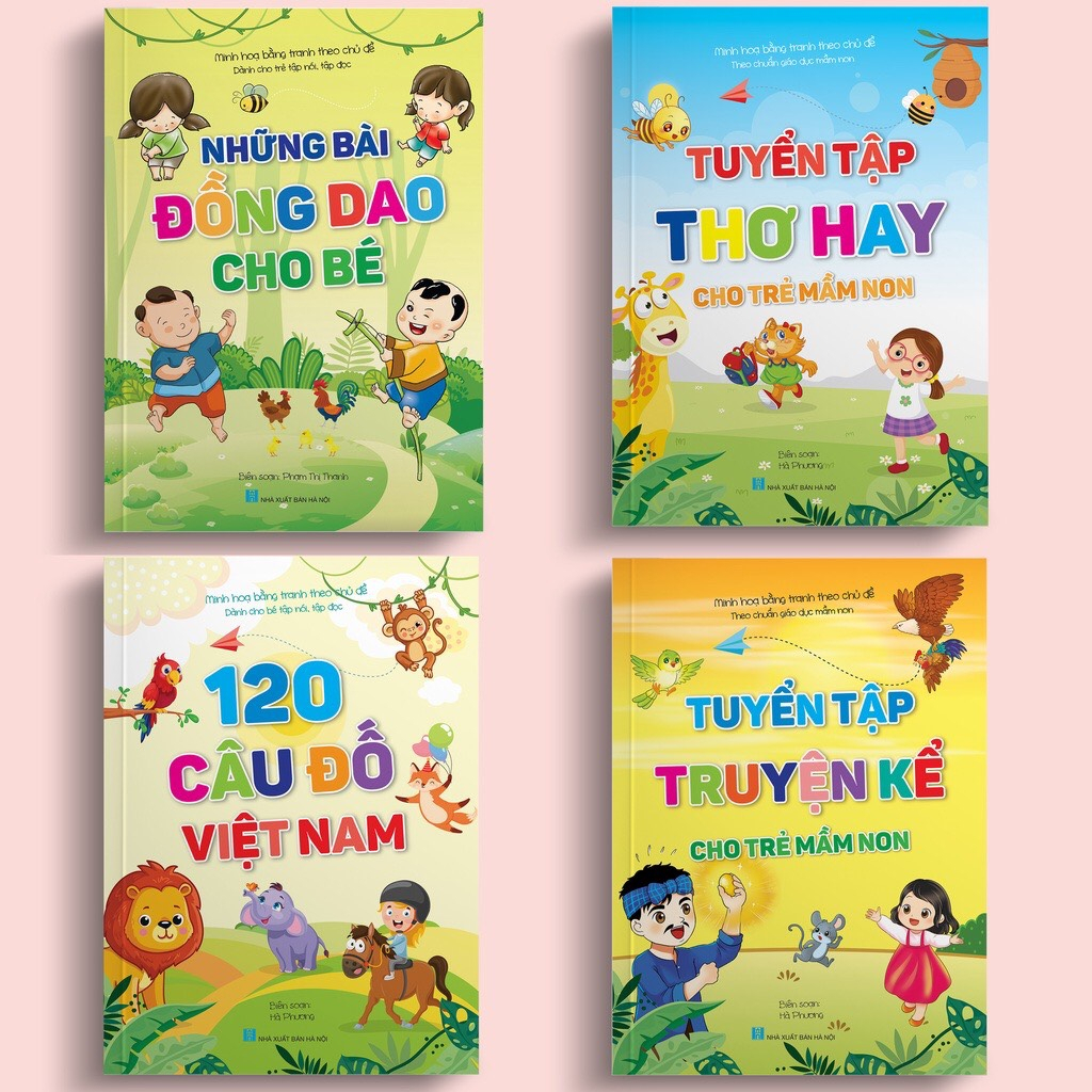 Sách Bộ 4 Cuốn Thơ- Truyện -Đồng Dao - Câu đố cho bé tập nói,tập đọc nhanh